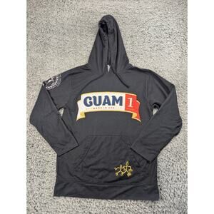 Guam Hoodie Adult Medium Black All Over Print Destination Pullover Sweatshirt